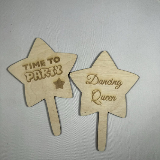 Beidseitig Bedrucktes Fotobox-Schild „Time to Party“ / „Dancing-Queen“